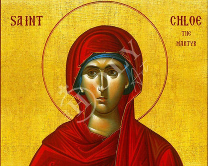 Saint Chloe icon, Handmade Greek Catholic Orthodox icon of St Chloe of Corinth , Byzantine art wall hanging icon wood plaque, religious gift - TheHolyArt