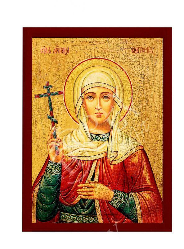 Saint Victoria icon, Handmade Greek Orthodox icon St Victoria, Byzantine art wall hanging on wood plaque icon, religious decor TheHolyArt