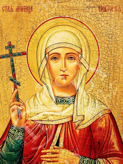 Saint Victoria icon, Handmade Greek Orthodox icon St Victoria, Byzantine art wall hanging on wood plaque icon, religious decor - TheHolyArt