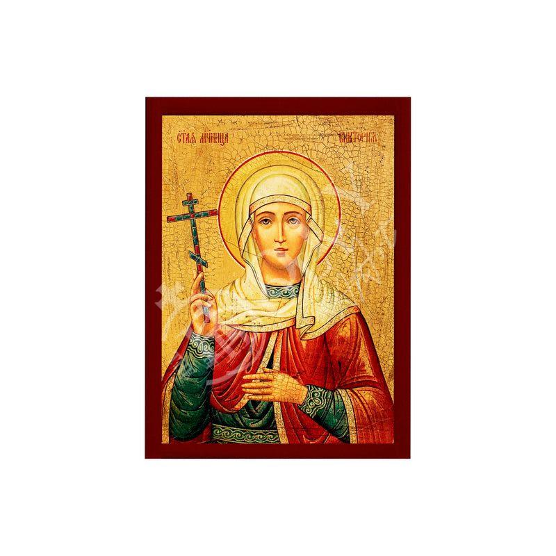 Saint Victoria icon, Handmade Greek Orthodox icon St Victoria, Byzantine art wall hanging on wood plaque icon, religious decor TheHolyArt